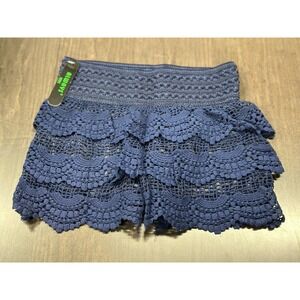 Always Kids Boutique Girls Size L XL navy blue Crochet Shorts Layered Tiered NWT